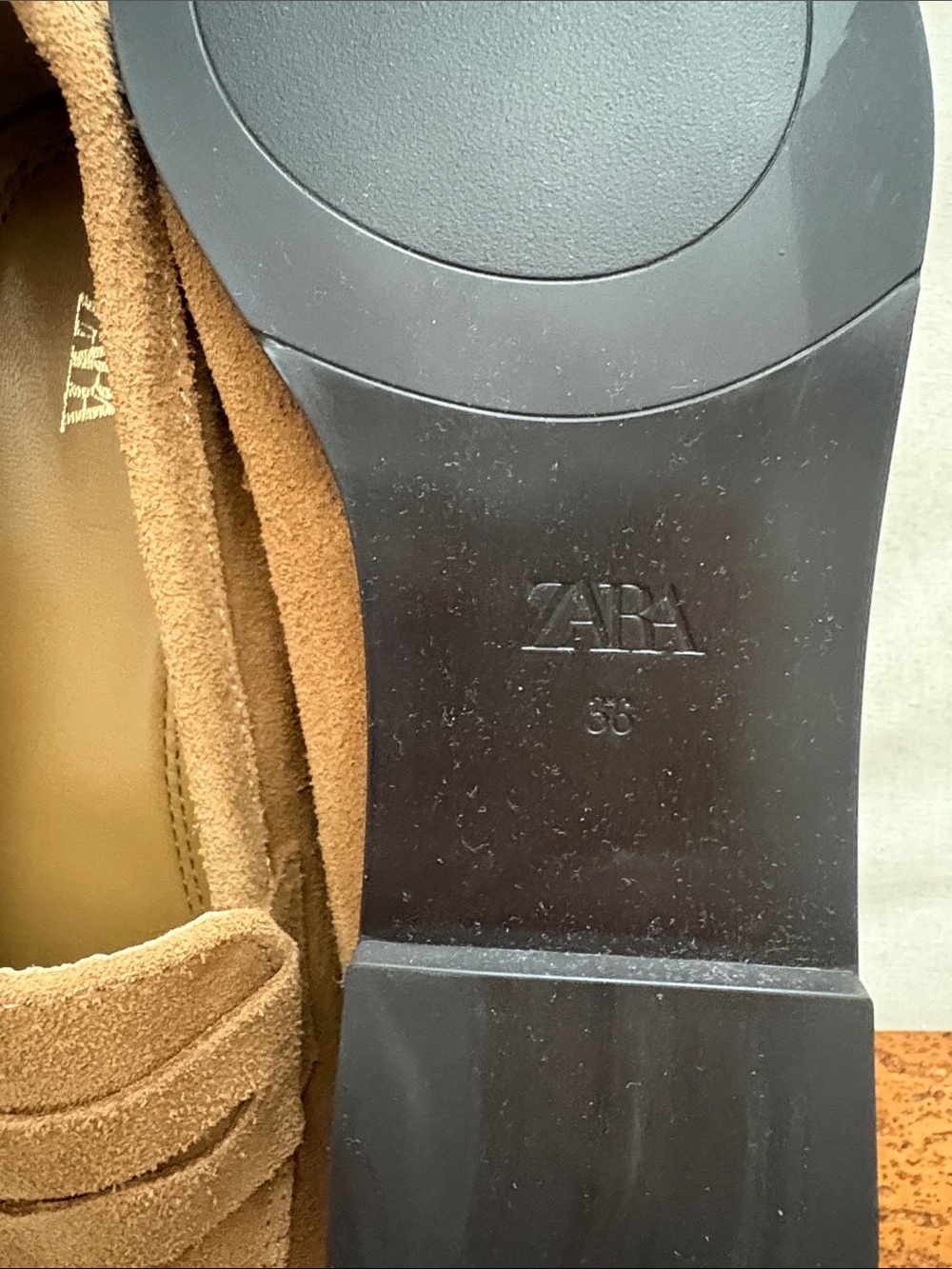 ZARA Women’s Brown Suede Penny Loafers - Picture 5 of 6